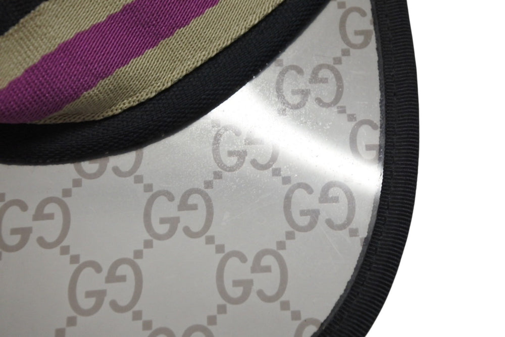 GUCCI グッチ サンバイザー キャップ GGマーク ポリエステル コットン ブラウン サイズM 美品 中古 4b008042