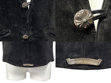 Load image into Gallery viewer, CHROME HEARTS クロムハーツ CLASSIC 2B SUD VEST クラシック2Bスウェードベスト サイズM クロスボールボタン ブラック 美品 中古 4b008044