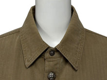 画像をギャラリービューアに読み込む, CHROME HEARTS クロムハーツ WORK DOG SHIRTS ワークドッグ シャツ ジャケット クロスボール ヘリンボーン ブラウン サイズS 美品 中古 4b008045