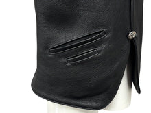 画像をギャラリービューアに読み込む, CHROME HEARTS クロムハーツ 新型 2B レザーベスト サイズL クロスボールボタン ブラック 美品 中古 4b008047