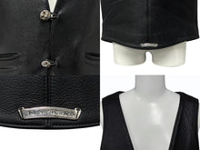 画像をギャラリービューアに読み込む, CHROME HEARTS クロムハーツ 新型 2B レザーベスト サイズL クロスボールボタン ブラック 美品 中古 4b008047