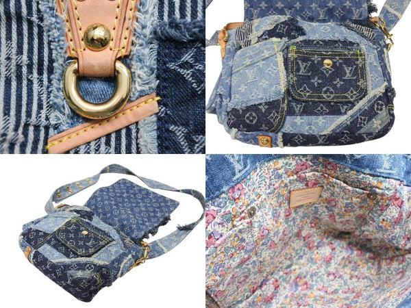 Very good condition LOUIS VUITTON Patchwork Posty Messenger Bag M95374 Monogram Denim Blue Used 4b008049