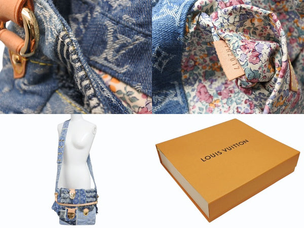Very good condition LOUIS VUITTON Patchwork Posty Messenger Bag M95374 Monogram Denim Blue Used 4b008049
