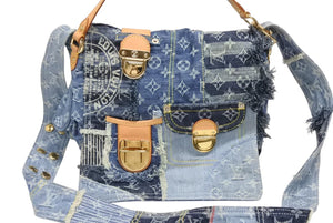Very good condition LOUIS VUITTON Patchwork Posty Messenger Bag M95374 Monogram Denim Blue Used 4b008049