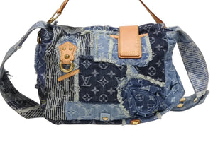 Very good condition LOUIS VUITTON Patchwork Posty Messenger Bag M95374 Monogram Denim Blue Used 4b008049