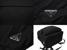 画像をギャラリービューアに読み込む, PRADA プラダ リュック バックパック 2VZ066 トライアングルロゴ ナイロン ブラック シルバー金具 良品 中古 4b008056