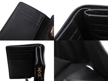 画像をギャラリービューアに読み込む, COACH コーチ シグネチャー 二つ折り財布 C0082 ブラウン ブラック PVC レザー ゴールド金具 美品 中古 4b008062