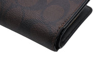 画像をギャラリービューアに読み込む, COACH コーチ シグネチャー 二つ折り財布 C0082 ブラウン ブラック PVC レザー ゴールド金具 美品 中古 4b008062