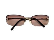 画像をギャラリービューアに読み込む, 極美品 CHANEL シャネル リムレス サングラス ココマーク メタル ラインストーン 4093-B ブラック ゴールド金具 サイズ56◻︎16 中古 4b008072