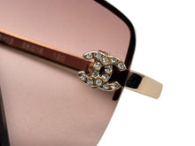 画像をギャラリービューアに読み込む, 極美品 CHANEL シャネル リムレス サングラス ココマーク メタル ラインストーン 4093-B ブラック ゴールド金具 サイズ56◻︎16 中古 4b008072