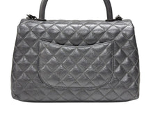 画像をギャラリービューアに読み込む, CHANEL シャネル トップハンドル フラップバッグ ハンドバッグ 29番台 ココハンドル ココマーク シルバー カーフレザー 美品 中古 4b008073
