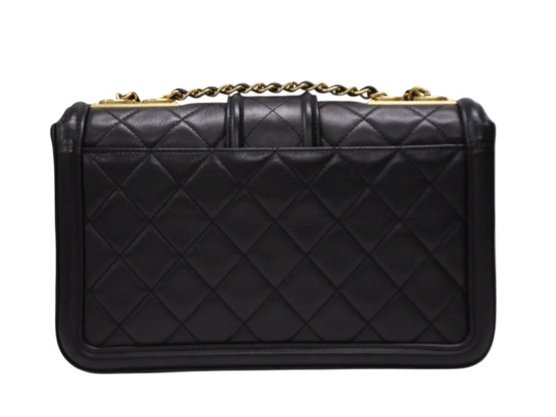 Very good condition CHANEL S flap W chain shoulder bag A90670 23 series here mark lambskin black gold hardware used 4b008074