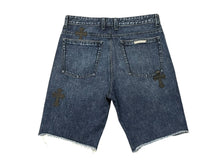 画像をギャラリービューアに読み込む, 極美品 CHROME HEARTS クロムハーツ CHクロスパッチ デニムショーツ ショートパンツ サイズ30 7パッチ インディゴブルー 中古 4b008087