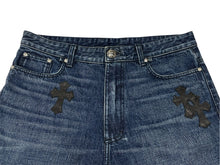 画像をギャラリービューアに読み込む, 極美品 CHROME HEARTS クロムハーツ CHクロスパッチ デニムショーツ ショートパンツ サイズ30 7パッチ インディゴブルー 中古 4b008087