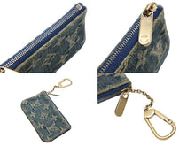 画像をギャラリービューアに読み込む, LOUIS VUITTON ルイヴィトン ポシェット クレ コインケース M95343 モノグラム デニム ブルー 良品 中古 4b008105