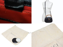 画像をギャラリービューアに読み込む, GUCCI グッチ ハンドバッグ ブラック ミニサイズ レザー バンブー ポシェット 00020460100 ゴールド金具 美品 中古 4b008115