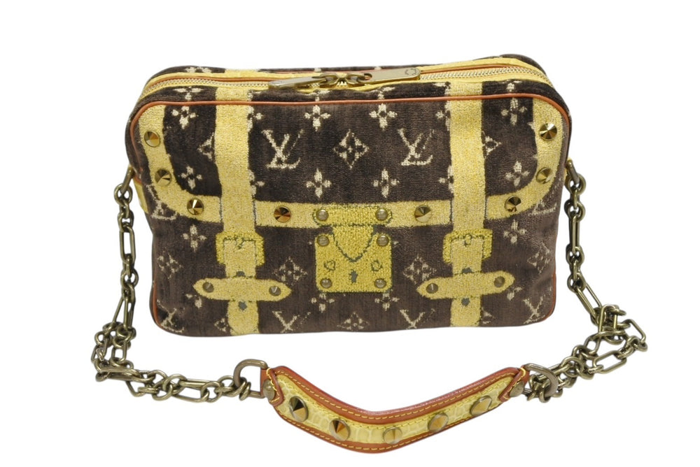 LOUIS VUITTON Monogram Trompoille Trocadero Shoulder Bag Brown Yellow Velvet Good Condition Used 4b008117