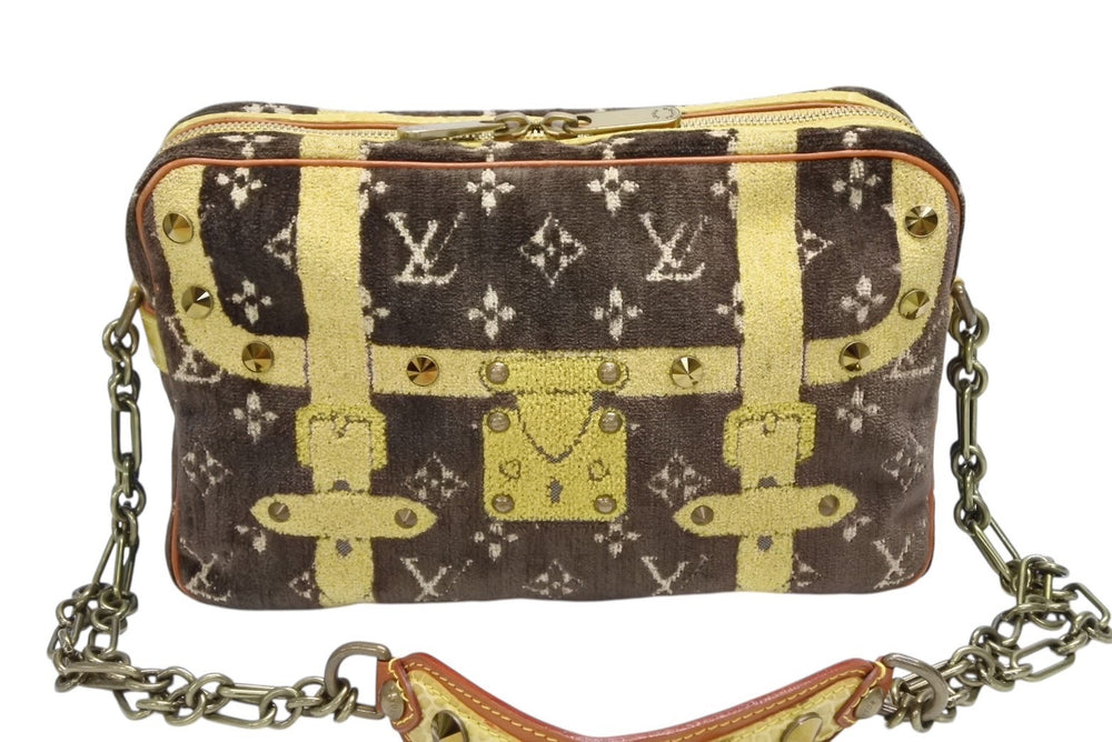 LOUIS VUITTON Monogram Trompoille Trocadero Shoulder Bag Brown Yellow Velvet Good Condition Used 4b008117