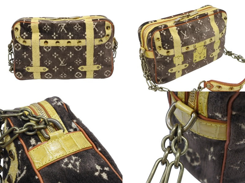 LOUIS VUITTON Monogram Trompoille Trocadero Shoulder Bag Brown Yellow Velvet Good Condition Used 4b008117