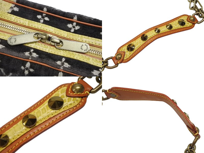 LOUIS VUITTON Monogram Trompoille Trocadero Shoulder Bag Brown Yellow Velvet Good Condition Used 4b008117