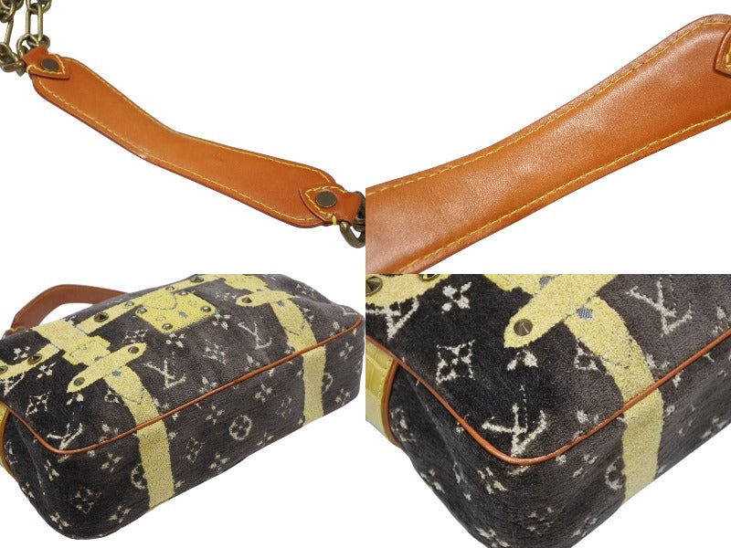 LOUIS VUITTON Monogram Trompoille Trocadero Shoulder Bag Brown Yellow Velvet Good Condition Used 4b008117