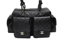 画像をギャラリービューアに読み込む, 極美品 CHANEL シャネル カンボンライン マルチポケット カンボンライン ボストンバッグ 9番台 カーフレザー ブラック ピンク 中古 4b008119