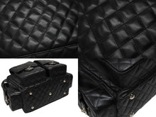 画像をギャラリービューアに読み込む, 極美品 CHANEL シャネル カンボンライン マルチポケット カンボンライン ボストンバッグ 9番台 カーフレザー ブラック ピンク 中古 4b008119