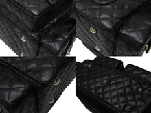 画像をギャラリービューアに読み込む, 極美品 CHANEL シャネル カンボンライン マルチポケット カンボンライン ボストンバッグ 9番台 カーフレザー ブラック ピンク 中古 4b008119