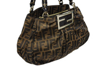 画像をギャラリービューアに読み込む, 極美品 FENDI フェンディ ハンドバッグ 8BR615 ズッカ柄 キャンバス レザー ブラウン ブラック イタリア製 ゴールド金具 中古 4b008121