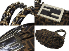 画像をギャラリービューアに読み込む, 極美品 FENDI フェンディ ハンドバッグ 8BR615 ズッカ柄 キャンバス レザー ブラウン ブラック イタリア製 ゴールド金具 中古 4b008121