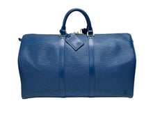 画像をギャラリービューアに読み込む, LOUIS VUITTON ルイヴィトン ボストンバッグ エピ M42965 キーポル50 keepall ブルー レザー PVC 美品 中古 4b008122