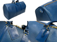 画像をギャラリービューアに読み込む, LOUIS VUITTON ルイヴィトン ボストンバッグ エピ M42965 キーポル50 keepall ブルー レザー PVC 美品 中古 4b008122