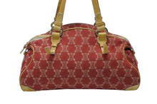 画像をギャラリービューアに読み込む, CELINE セリーヌ マカダム キャンバス ショルダーバッグ WS14661 シルバー金具 レッド コットン レザー 美品 中古 4b008123