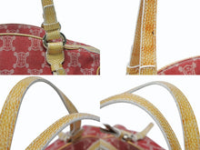 画像をギャラリービューアに読み込む, CELINE セリーヌ マカダム キャンバス ショルダーバッグ WS14661 シルバー金具 レッド コットン レザー 美品 中古 4b008123