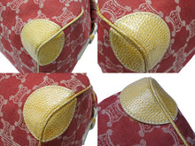 画像をギャラリービューアに読み込む, CELINE セリーヌ マカダム キャンバス ショルダーバッグ WS14661 シルバー金具 レッド コットン レザー 美品 中古 4b008123