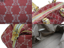 画像をギャラリービューアに読み込む, CELINE セリーヌ マカダム キャンバス ショルダーバッグ WS14661 シルバー金具 レッド コットン レザー 美品 中古 4b008123
