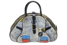 画像をギャラリービューアに読み込む, CHRISTIAN DIOR クリスチャンディオール ダブルサドル ボストンバッグ Y2K デニム ブラック ブルー マルチカラー 美品 中古 4b008140