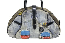 画像をギャラリービューアに読み込む, CHRISTIAN DIOR クリスチャンディオール ダブルサドル ボストンバッグ Y2K デニム ブラック ブルー マルチカラー 美品 中古 4b008140