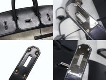 画像をギャラリービューアに読み込む, HERMES エルメス オータクロア40 カーゴ ハンドバッグ トワルアッシュ ヴォーエバーカーフ エクリュ ブラック Z刻印 2021年 SV金具 美品 中古 4b008142