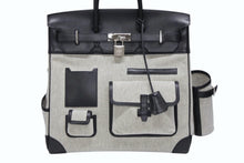 画像をギャラリービューアに読み込む, HERMES エルメス オータクロア40 カーゴ ハンドバッグ トワルアッシュ ヴォーエバーカーフ エクリュ ブラック Z刻印 2021年 SV金具 美品 中古 4b008142