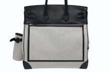 画像をギャラリービューアに読み込む, HERMES エルメス オータクロア40 カーゴ ハンドバッグ トワルアッシュ ヴォーエバーカーフ エクリュ ブラック Z刻印 2021年 SV金具 美品 中古 4b008142