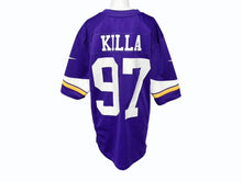 画像をギャラリービューアに読み込む, DIPSET HARLEMWORLD NFL NIKE フットボールジャージ 半袖シャツ ラバープリント パープル ポリエステル サイズM 美品 中古 4b008146