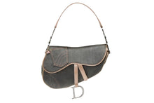 Load image into Gallery viewer, Christian Dior クリスチャンディオール デニム サドルバッグ ワンショルダーバッグ レザー グレー ピンク ジョンガリアーノ期 中古 美品 4b008149