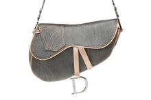 Load image into Gallery viewer, Christian Dior クリスチャンディオール デニム サドルバッグ ワンショルダーバッグ レザー グレー ピンク ジョンガリアーノ期 中古 美品 4b008149