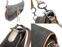 Load image into Gallery viewer, Christian Dior クリスチャンディオール デニム サドルバッグ ワンショルダーバッグ レザー グレー ピンク ジョンガリアーノ期 中古 美品 4b008149