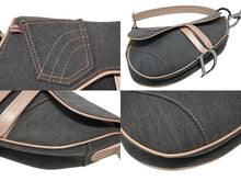 Load image into Gallery viewer, Christian Dior クリスチャンディオール デニム サドルバッグ ワンショルダーバッグ レザー グレー ピンク ジョンガリアーノ期 中古 美品 4b008149
