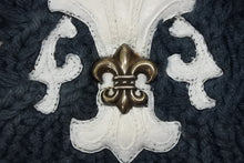 画像をギャラリービューアに読み込む, CHROME HEARTS クロムハーツ マフラー ストール BSフレア レザー シルバー925 ブルー ホワイト 良品 中古 4b008162