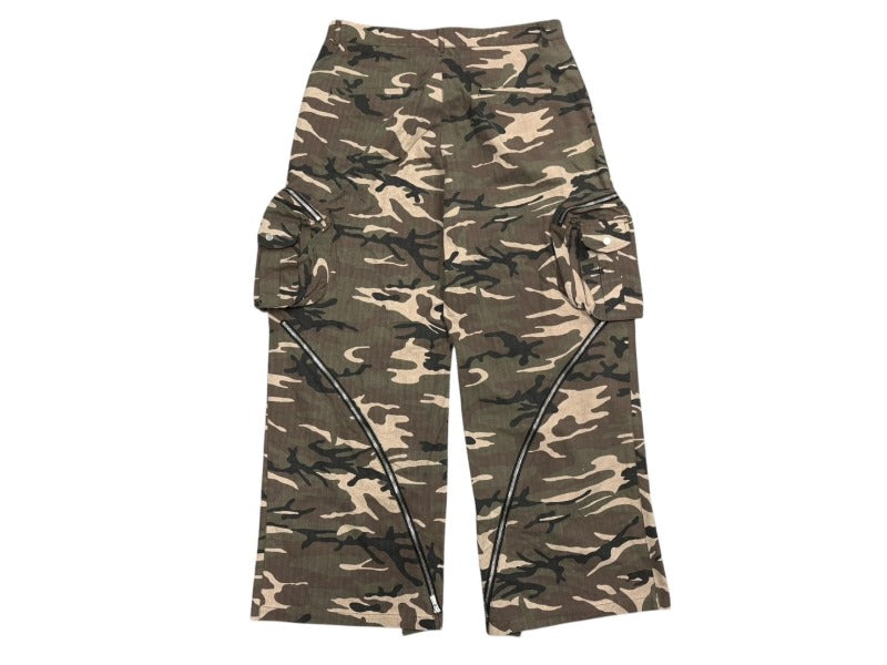 New and unused FFFPOSTALSERVICE Wide Back Zip Cargo Pants Size 38 Camouflage pattern Used 4b008168