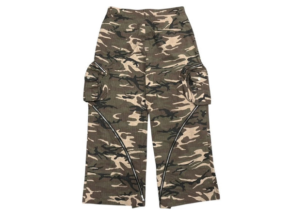 新品未使用 FFFPOSTALSERVICE ポスタルサービス Wide Back Zip Cargo Pants ワイドバック ジップカーゴパンツ サイズ38 カモフラ柄 中古 4b008168