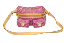 画像をギャラリービューアに読み込む, LOUIS VUITTON ルイヴィトン バギーPM ショルダーバッグ M95212 モノグラム デニム レザー ピンク ゴールド金具 美品 中古 4b008172